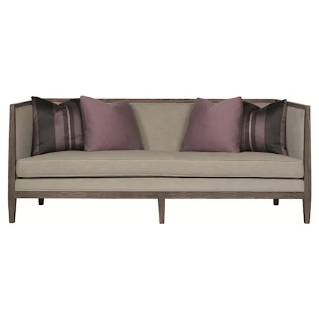 Sofa with Transitional Retro Style and Wood Trim